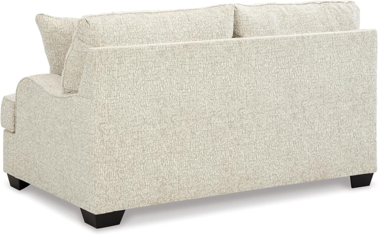 Beige Chenille Upholstered Stationary Loveseat with Track Arms