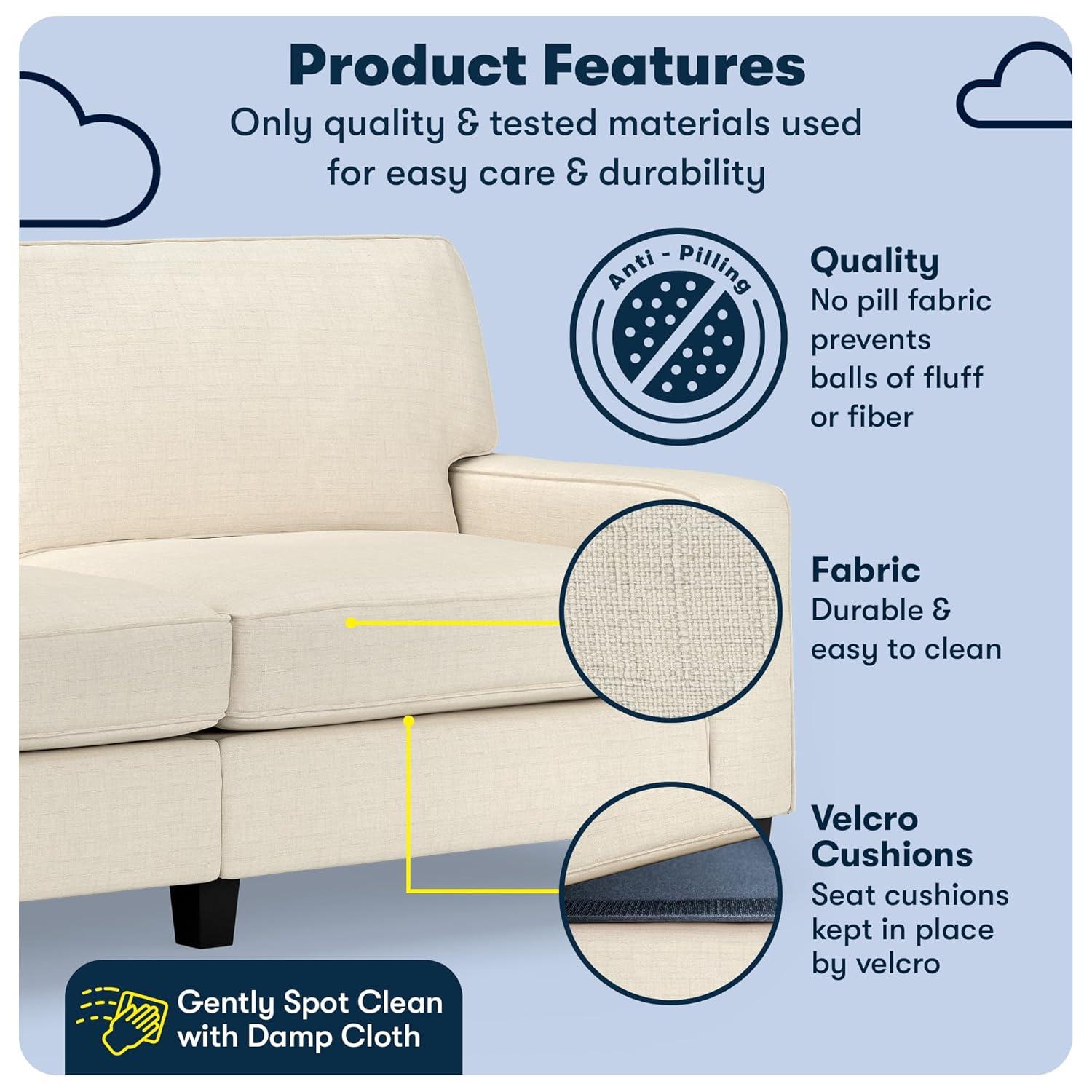 Serta Palisades 78" Track Arm Sofa, Easy Care Fabric, Soft Pillow Back, Pocket Coil Seat Cushions