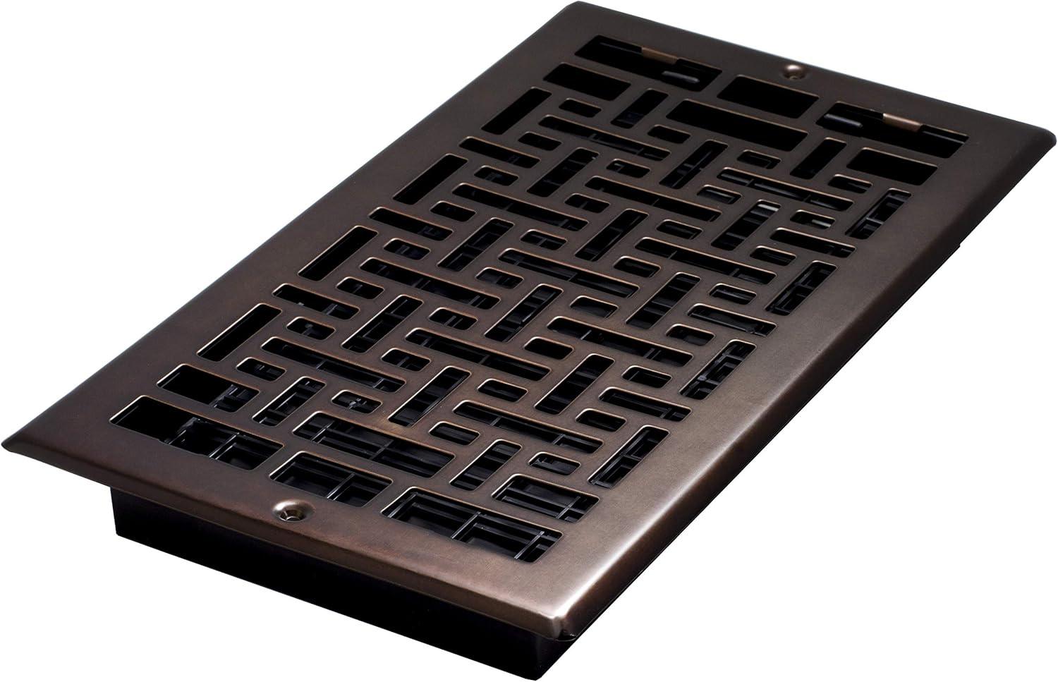 Decor Grates 6" x 12" steel plated rubbed bronze finish oriental design wall register