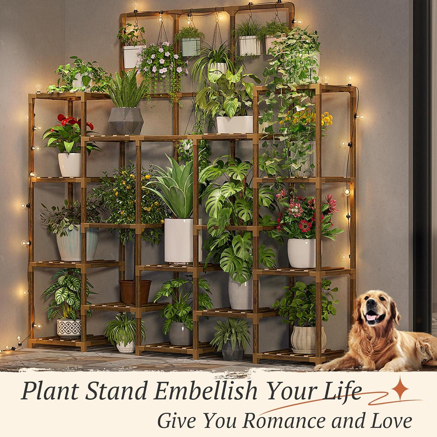 Tall Brown Wood 7-Tier Indoor/Outdoor Plant Stand