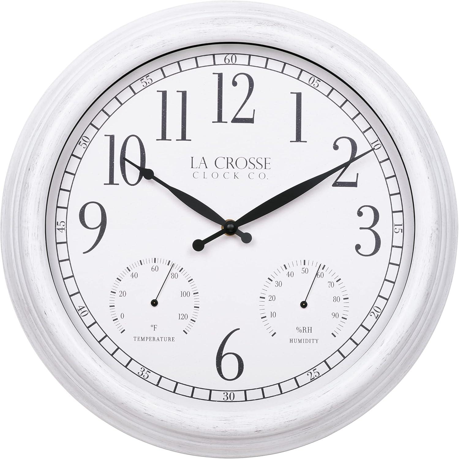 La Crosse Technology La Crosse 15 In. Outdoor Payton Quartz Wall Clock with T/H