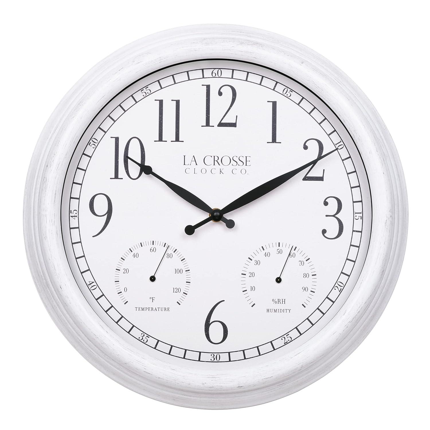 La Crosse Technology La Crosse 15 In. Outdoor Payton Quartz Wall Clock with T/H