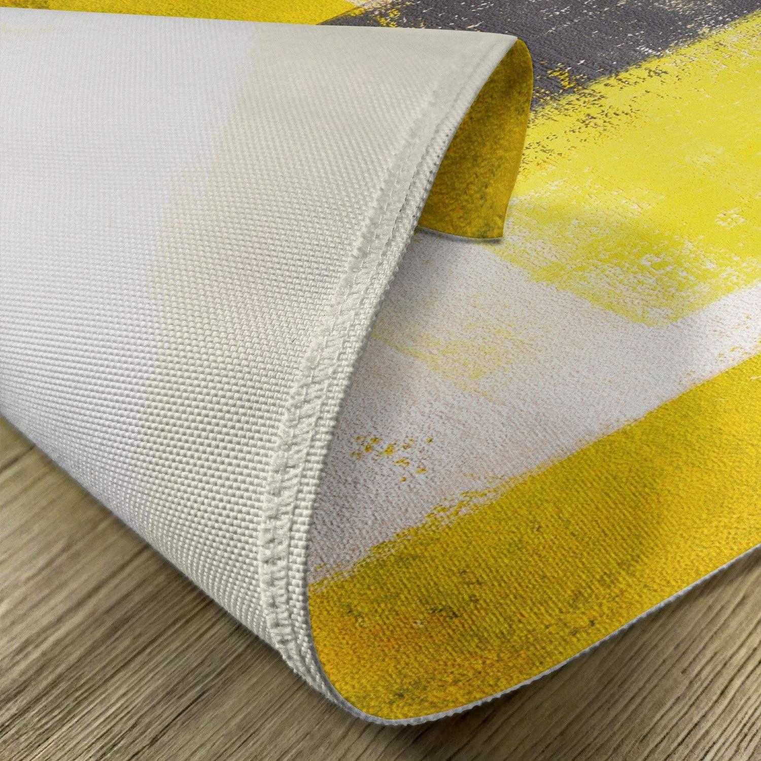 Abstract Yellow and Gray Fabric Placemats Set of 4