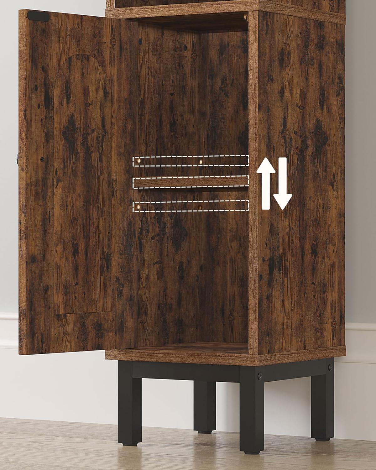 Mercer41 Bathroom Storage Cabinet, Small Corner Floor Cabinet with Door and Shelves, Narrow Toilet Paper Cabinet, Bathroom Organizer with Adjustable Shelf, for Small Spaces