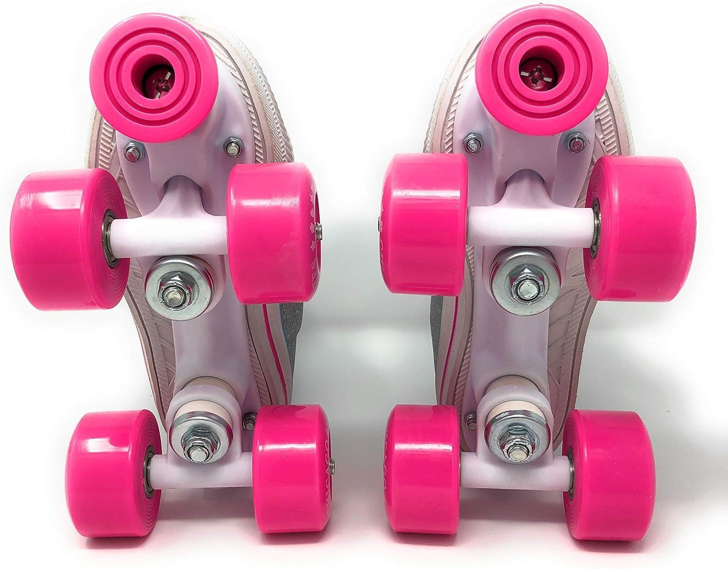 Chicago Girls Fashion Quad Skates – Glitter High-Top, Flashing Lights, 54mm Urethane Wheels, Adjustable Trucks, Indoor & Outdoor Use