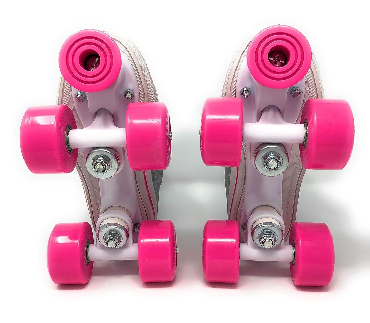 Chicago Girls Fashion Quad Skates – Glitter High-Top, Flashing Lights, 54mm Urethane Wheels, Adjustable Trucks, Indoor & Outdoor Use