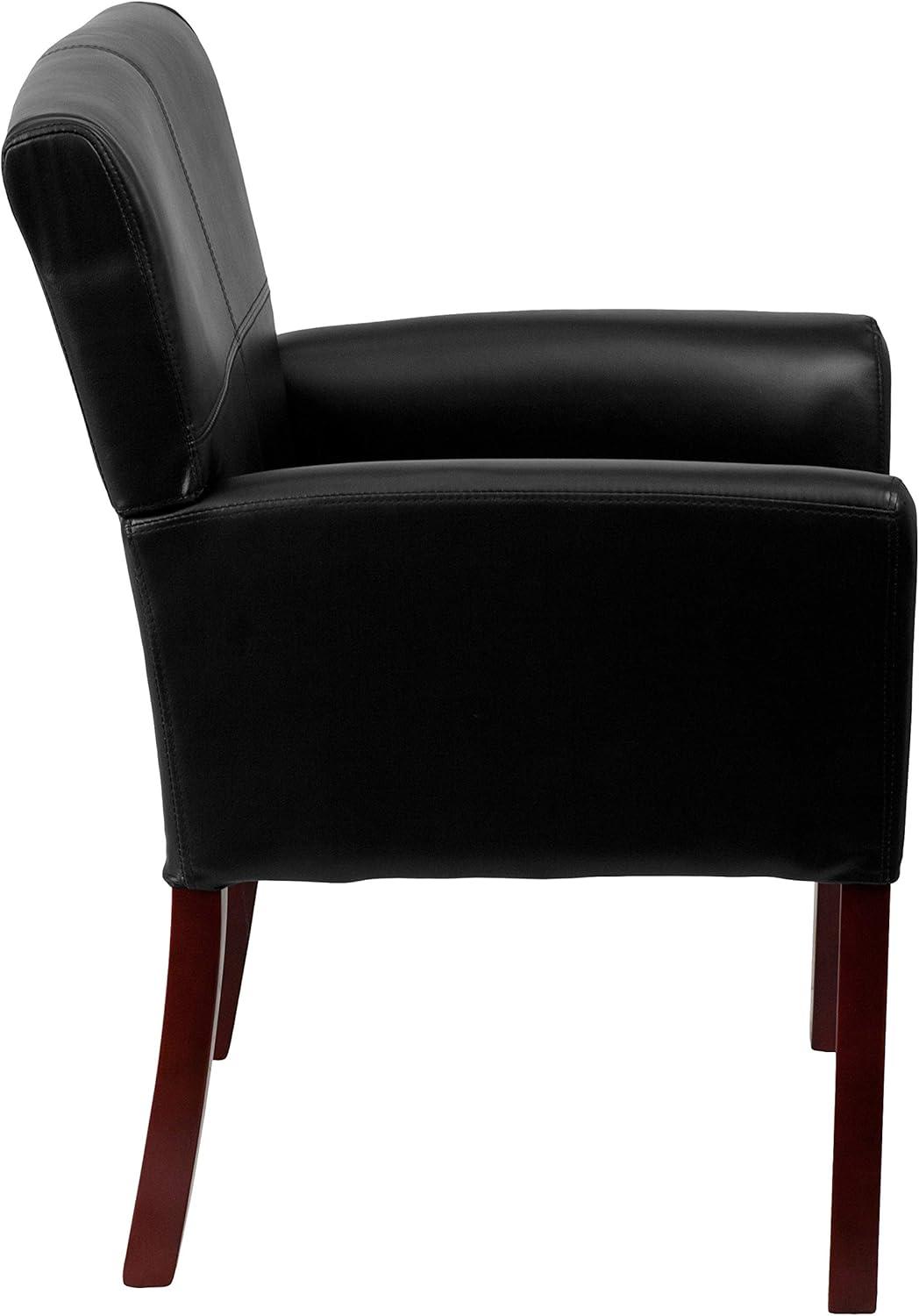 Emma and Oliver Leather Executive Side Reception Chair with Mahogany Legs