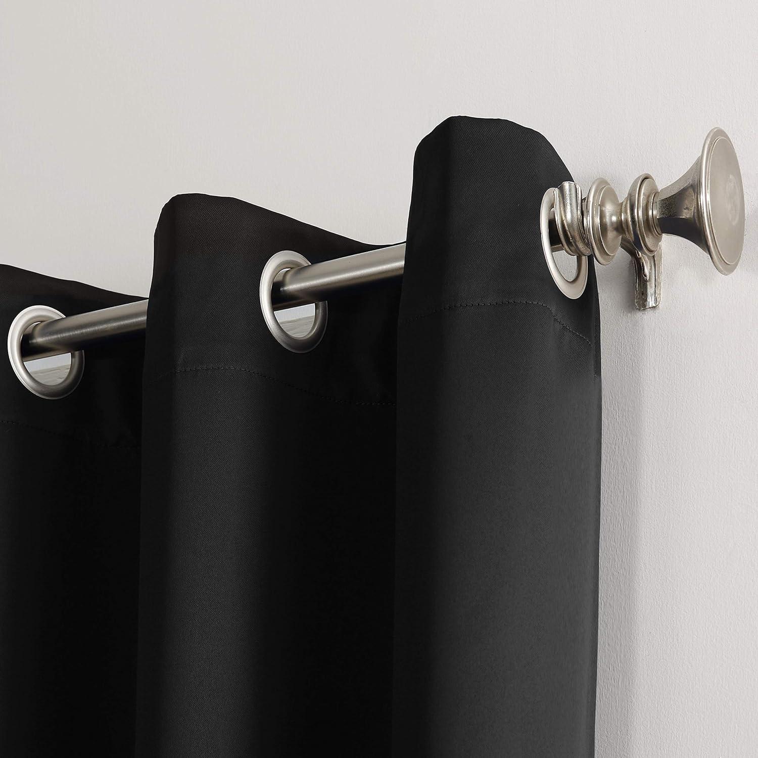 Black Polyester Blackout Grommet Curtain Panel for Windows