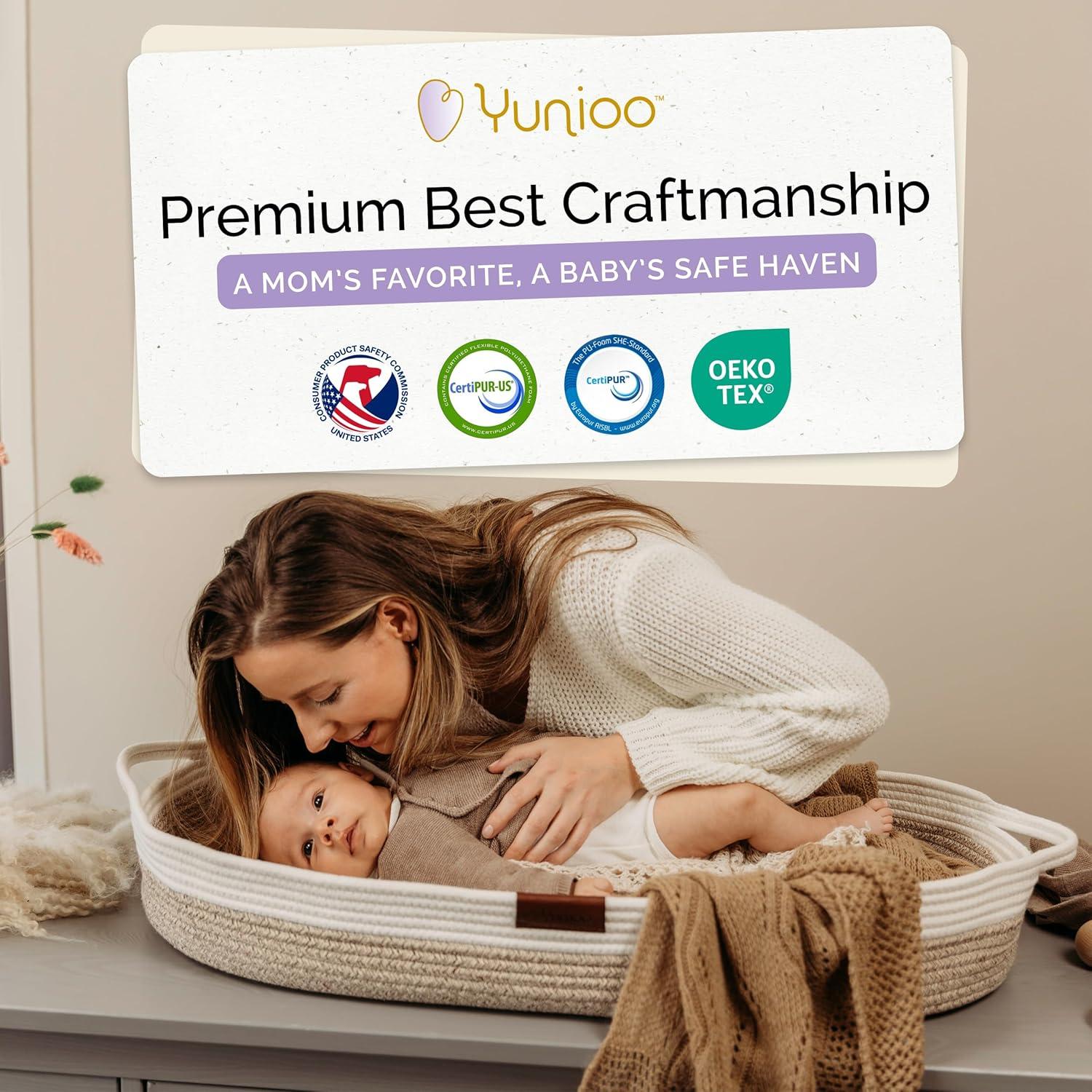 Baby Changing Basket, Portable Diaper Changing Pad, Moses Basket for Newborns, Changing Table Topper for Baby Nursery, Waterproof Travel Pad Cover, White