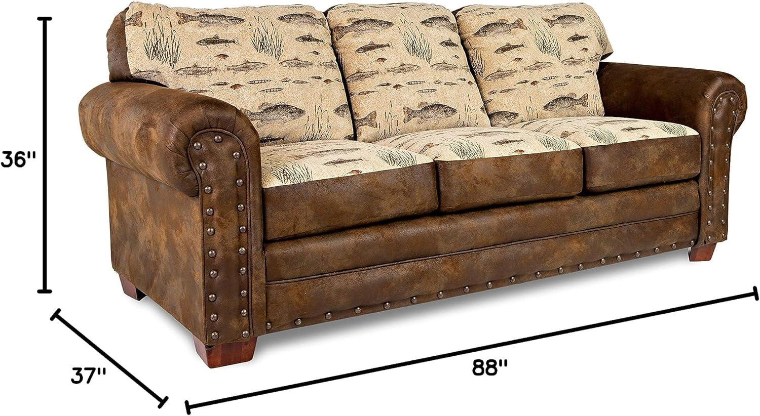 Brown Microfiber Queen Sleeper Sofa with Nailhead Accents