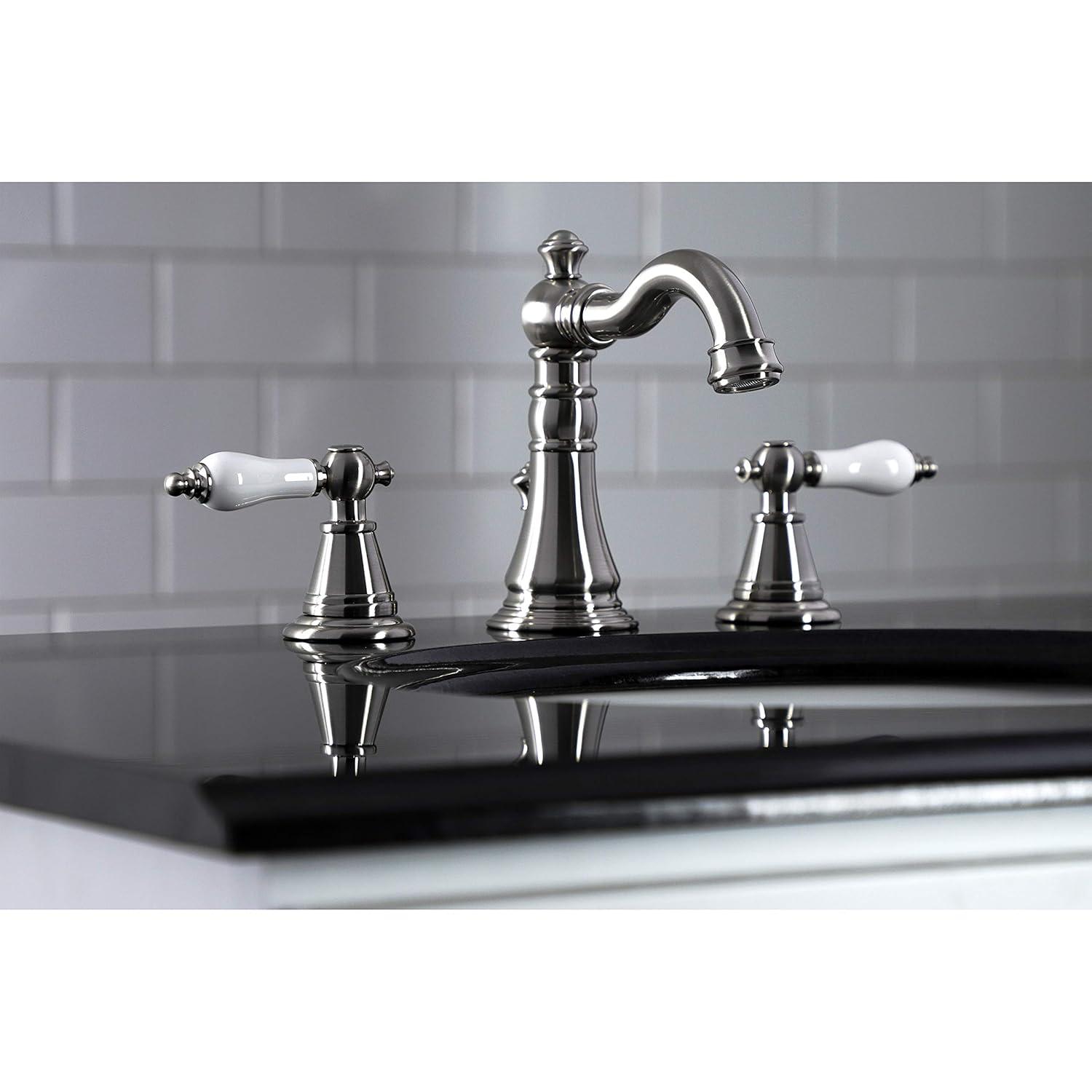 Kingston Brass FSC1978PL Kingston Brass English Classic Two-Handle 3-Hole Deck Mount Widespread Bathroom Faucet with Pop-Up Drain