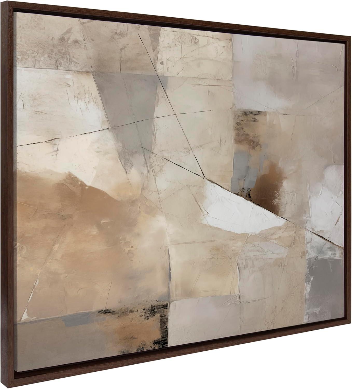 Kate & Laurel All Things Decor 31.5"x41.5" Sylvie Contemporary Neutral Textured Abstract Framed Canvas by The Creative Bunch Studio Brown