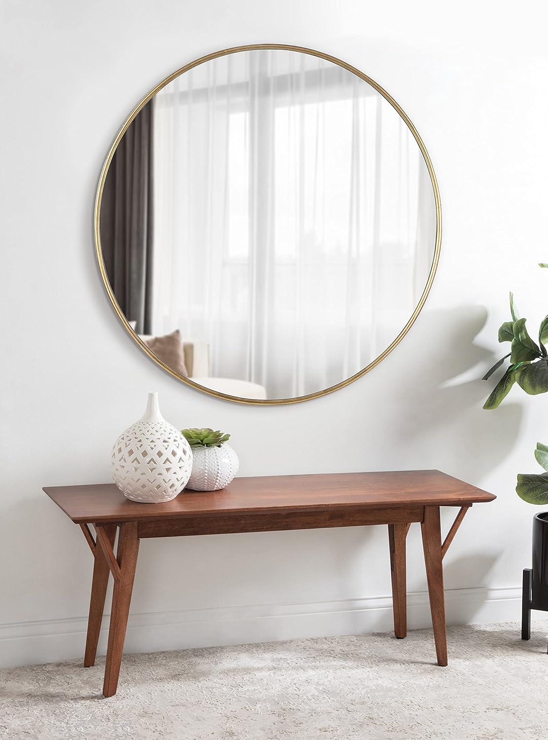36" x 36" Caskill Round Framed Decorative Wall Mirror Gold - Kate & Laurel All Things Decor