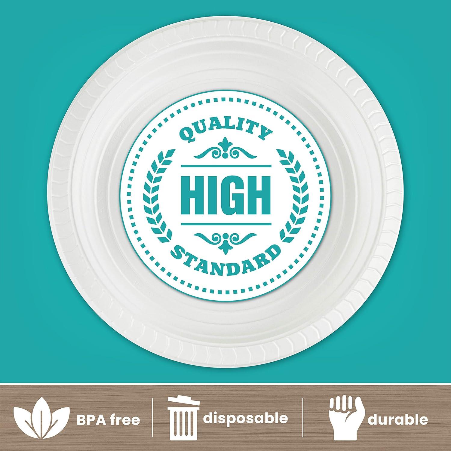 PLASTICPRO 12 Oz White Plastic Bowls Round Disposable Microwavable Bowls, 100-Pack