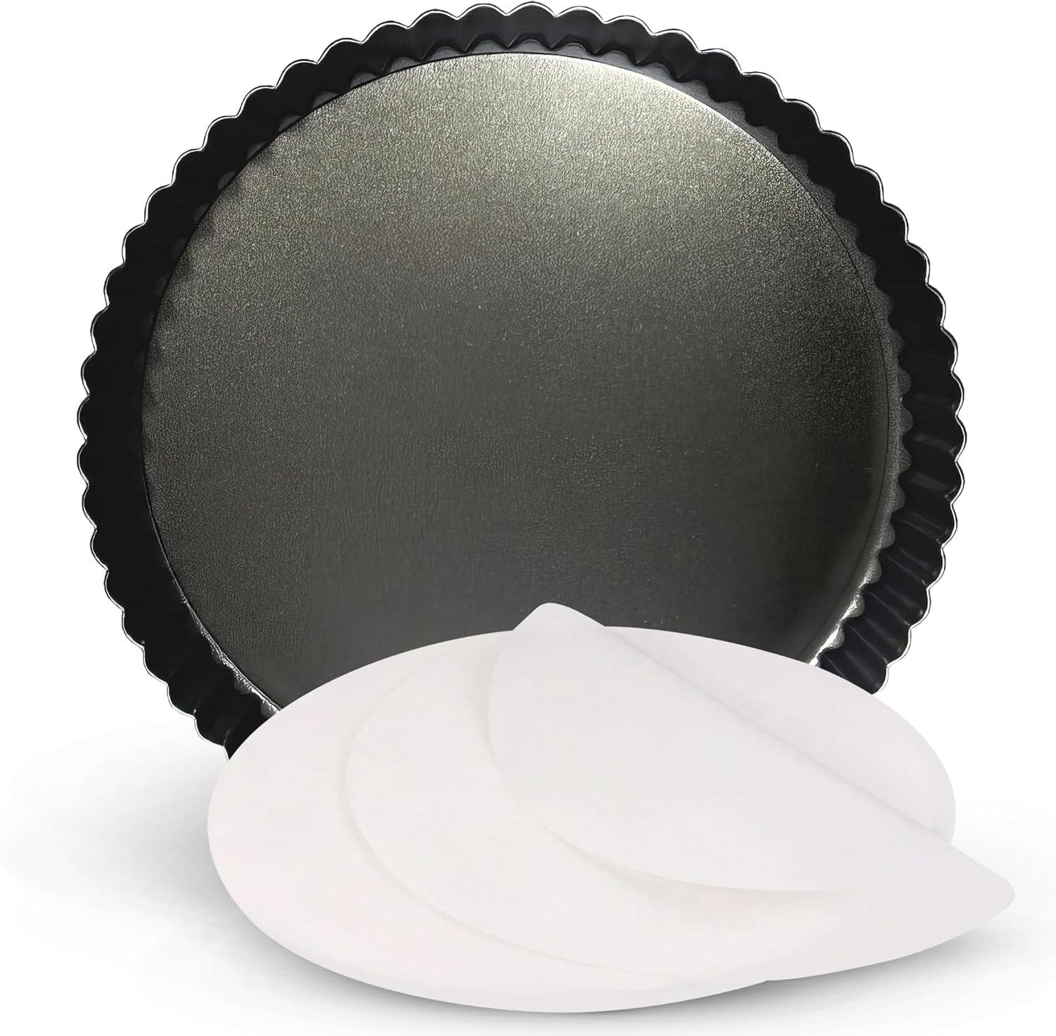 9 Inch Tart Pan with Removable Bottom - Non-Stick, Deep Fluted Quiche and Pie Pan