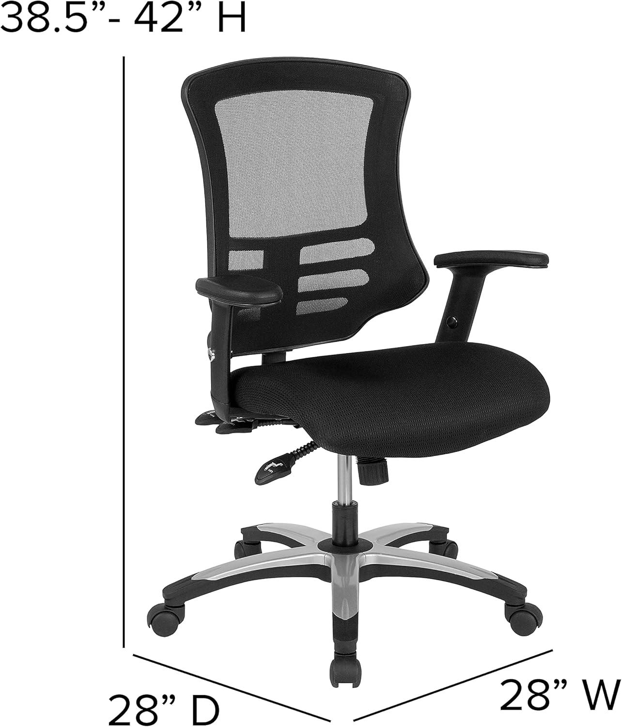 Flash Furniture Waylon High Back Black Mesh Multifunction Executive Swivel Ergonomic Office Chair with Molded Foam Seat and Adjustable Arms