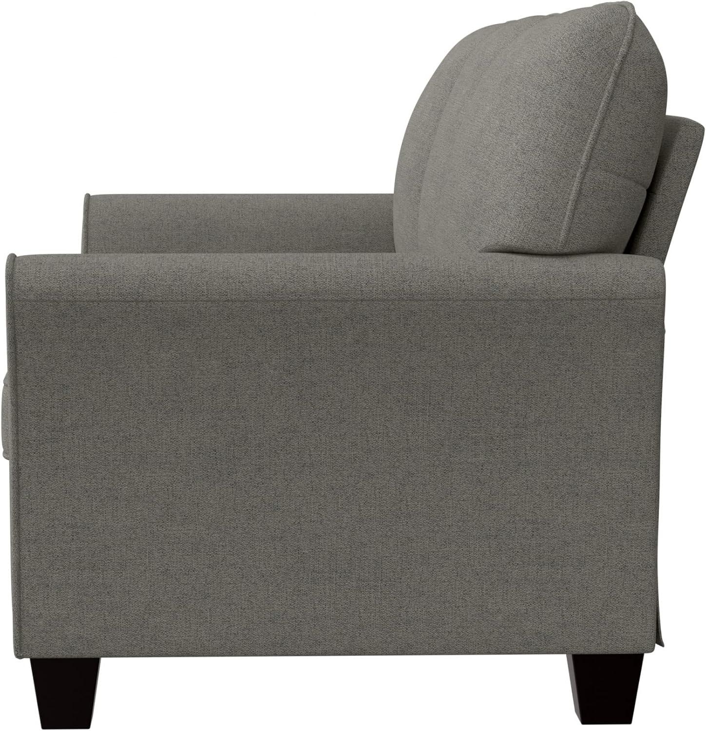 Gray Fabric Upholstered Sofa with Removable Cushions and Rolled Arms