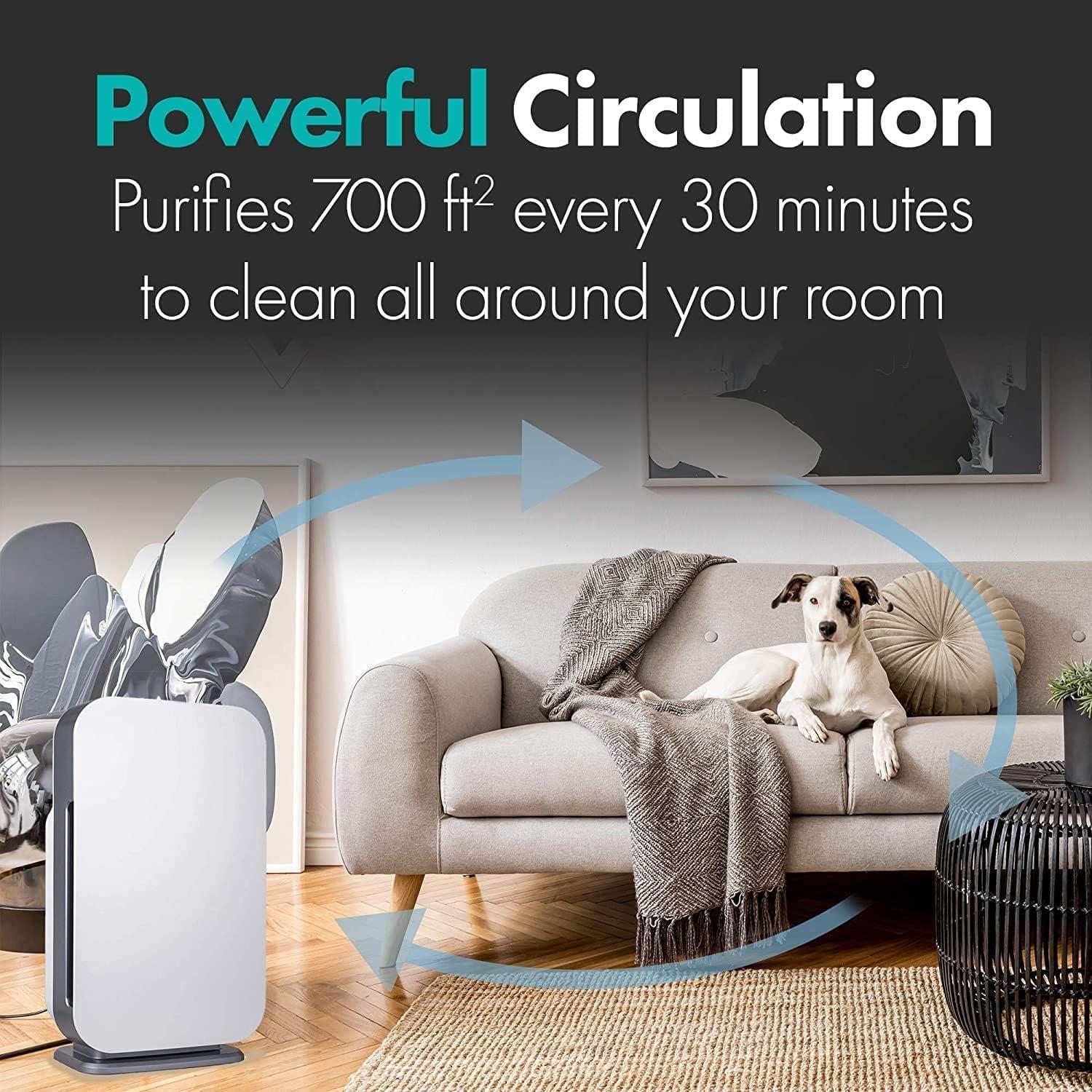 White HEPA Tower Air Purifier with Silver Filter