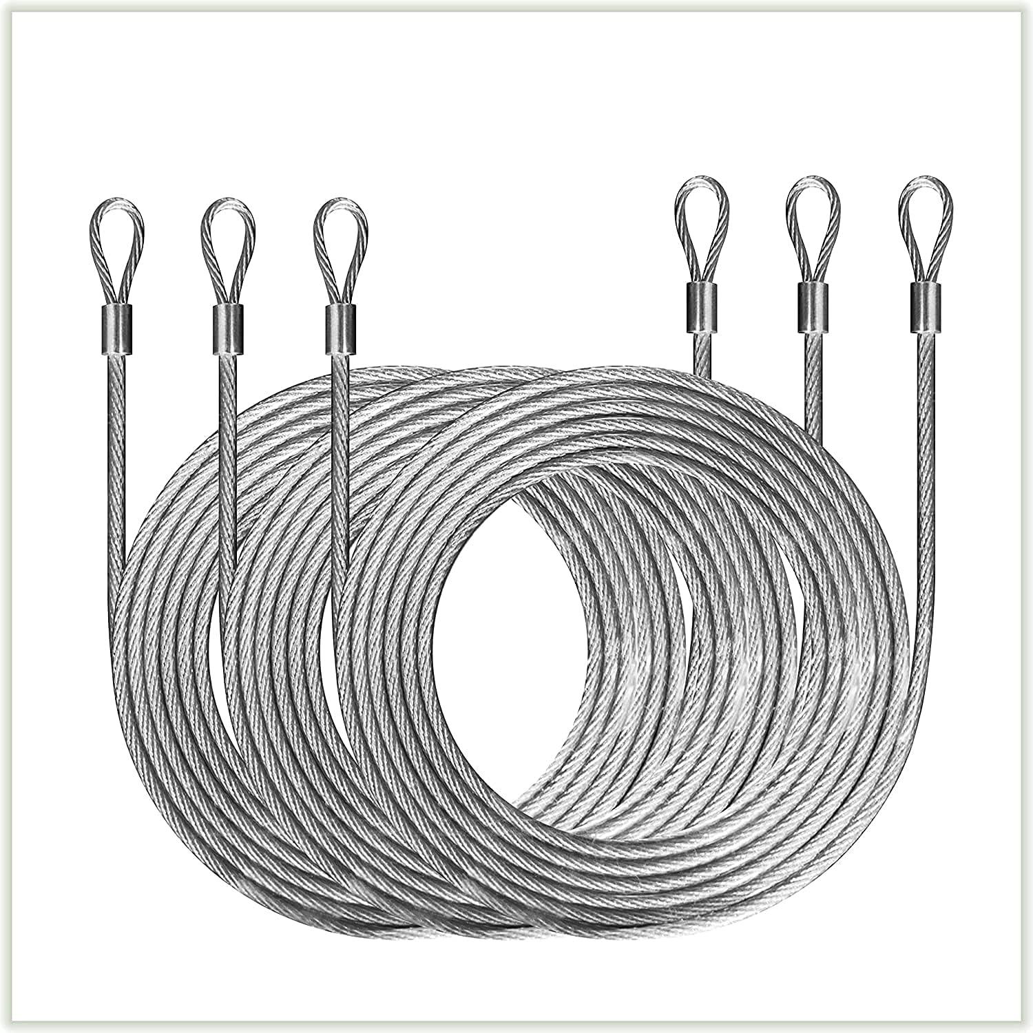 ColourTree 36ft x 12ft Silver Triangle Wire Cable Ropes, for Sun Shade Canopy