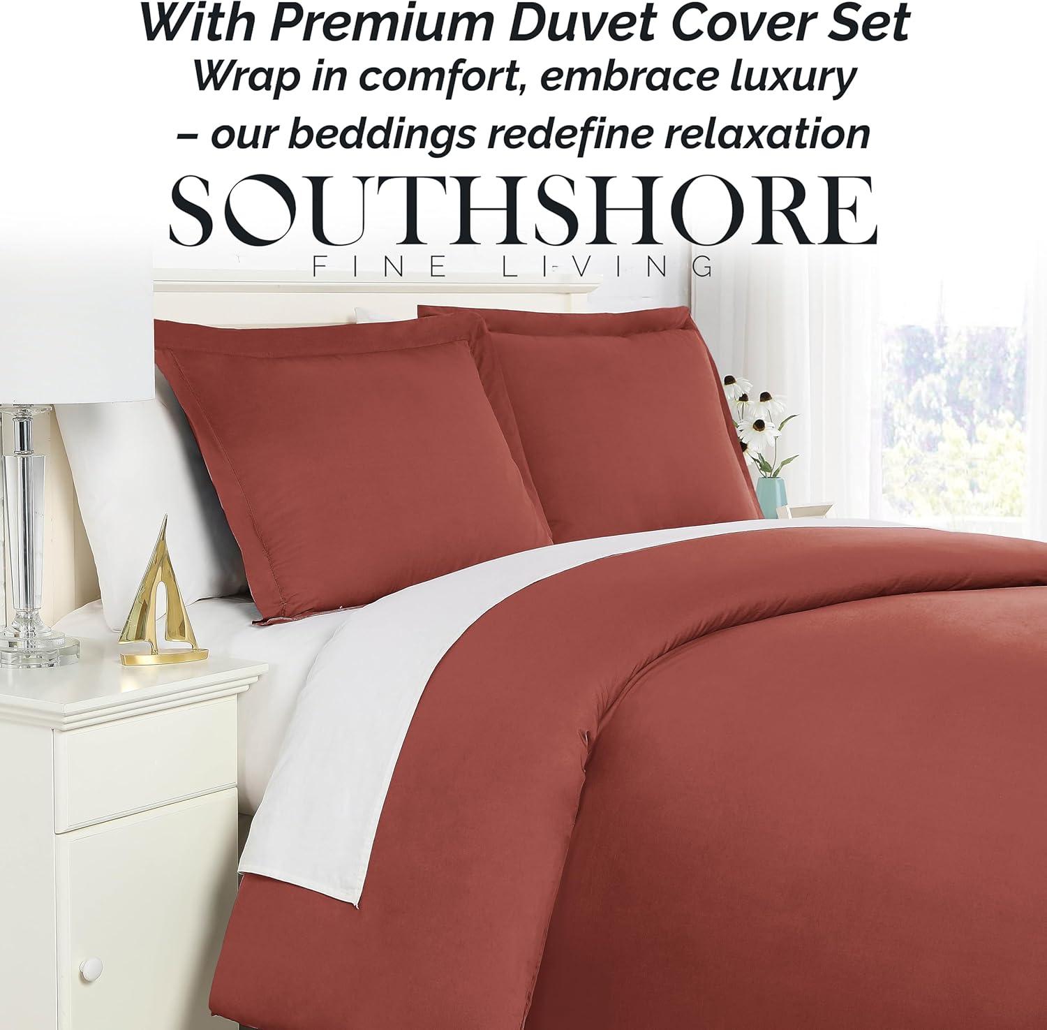 Southshore Fine Living, Inc. Oversized Queen Duvet Cover Set – Easy-Care Queen/Full Size Duvet Cover with 2 Pillow Shams, Lightweight, Queen Size Comforter Cover, Fade and Stain Resistant, Marsala