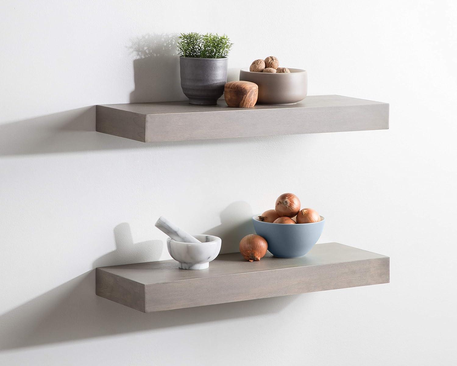 2pc 24" Havlock Wood Shelf Set Black - Kate & Laurel All Things Decor: Solid Wood, Easy Wall Mount