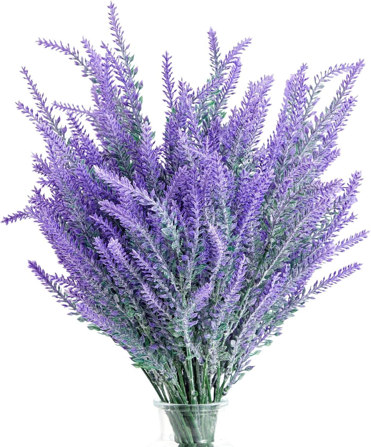 Juvale 12 Bundles Artificial Lavender Flowers for Bouquets, Fake Wild Stems for Wedding, Faux Table Centerpieces (14x2x3 in)