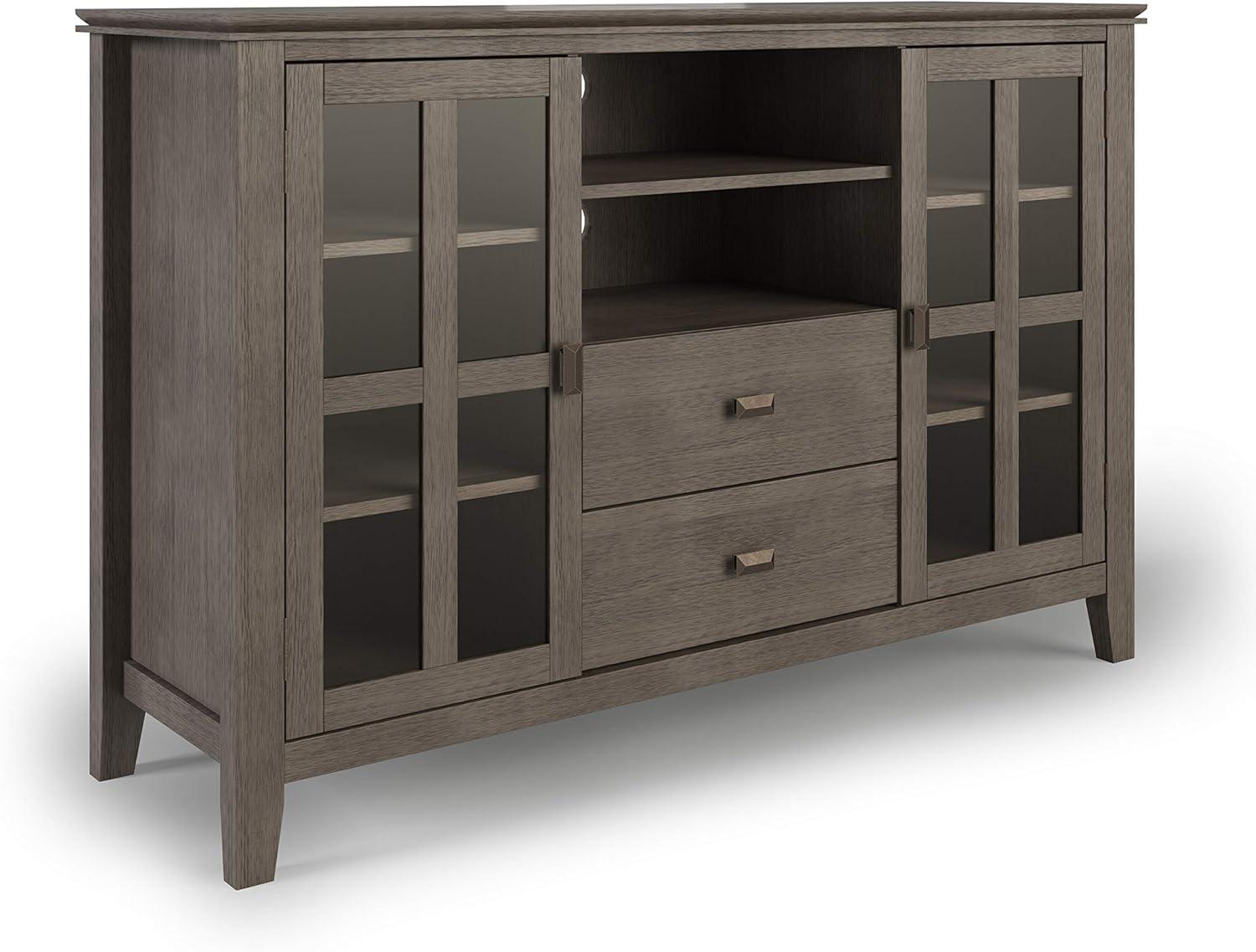 Simpli Home Artisan 53"W Solid Wood Contemporary Tall TV Stand for TVs up to 60" with Adjustable Shelves