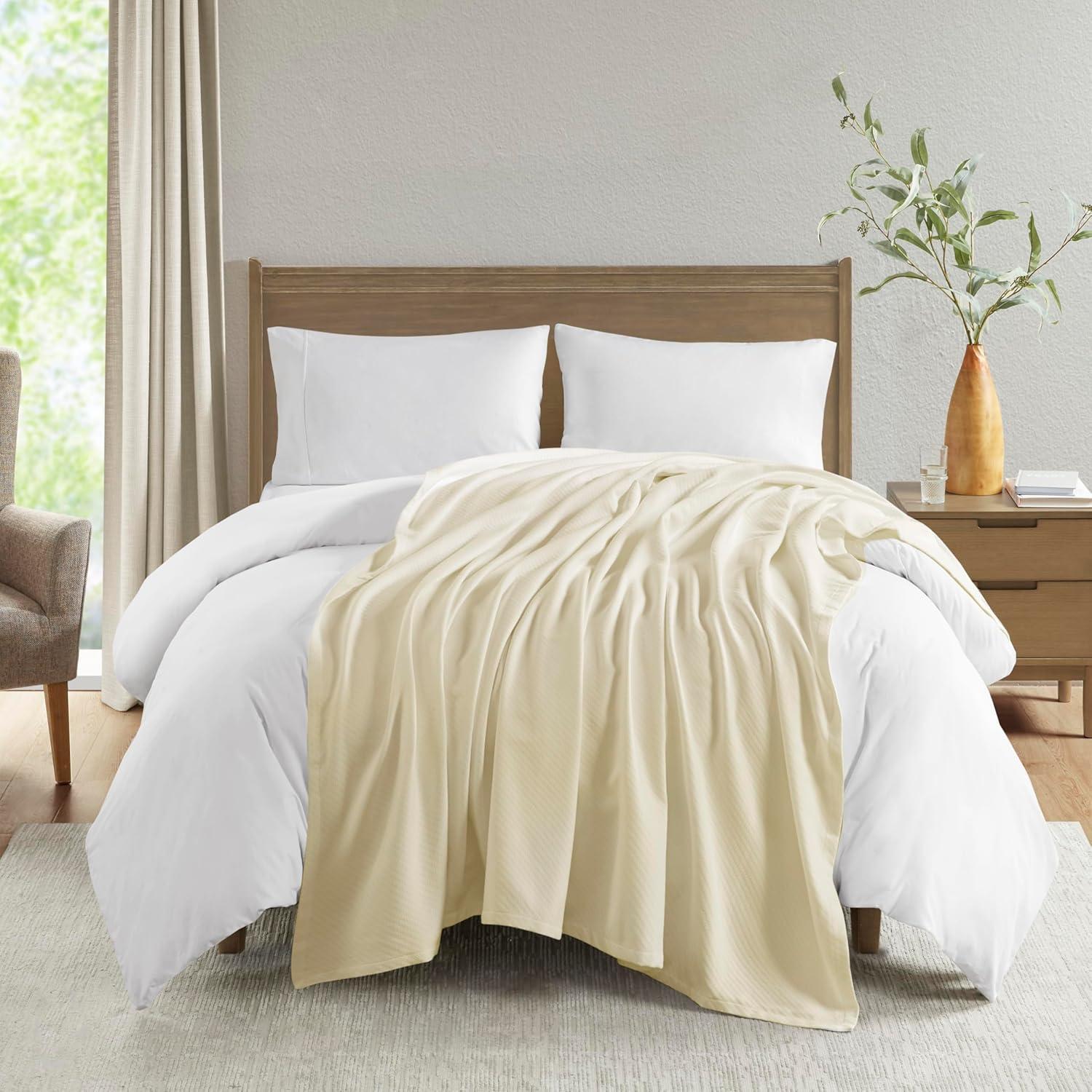 Bed Blanket Liquid Cotton King Ivory