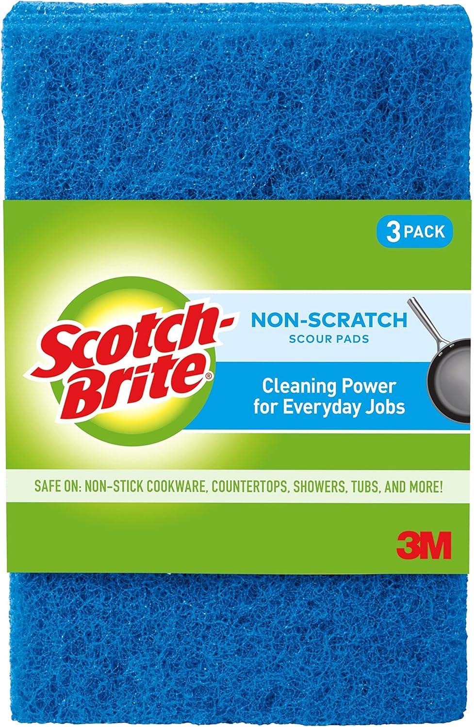 Scotch-Brite Non-Scratch Scour Pads, Scouring Pads for Kitchen and Dish Cleaning, 3 Pads