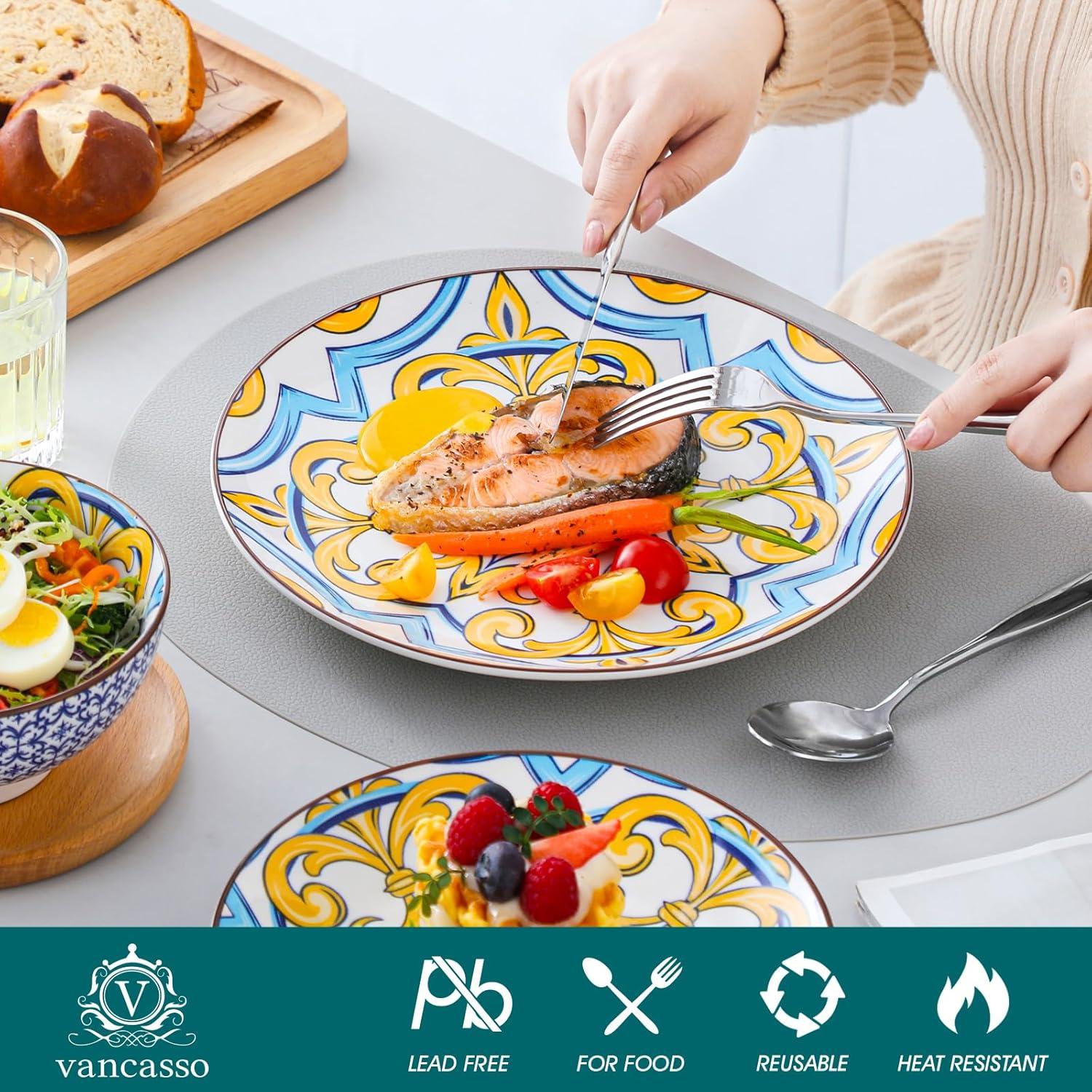 Bloomsbury Market Plates And Bowls Sets For 4,  Porcelain Dinnerware Sets Dishware Sets Chip Resistant Ceramic Dish Set Dining Dinner Ware Service, Series Jasmin,(12 Pieces/Mixcolor)