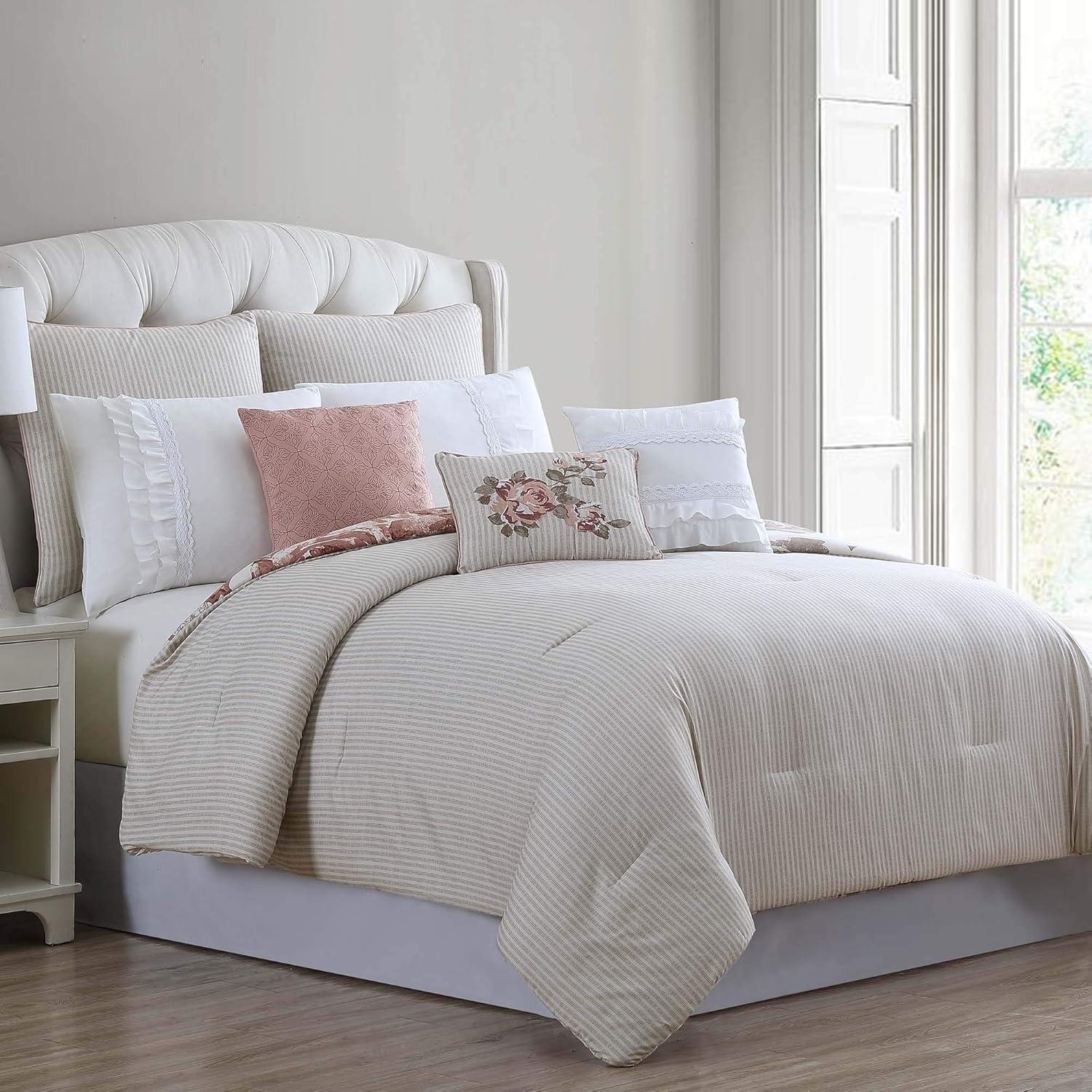 Modern Threads Rose Farmhouse 8-Piece Embellished Comforter Set