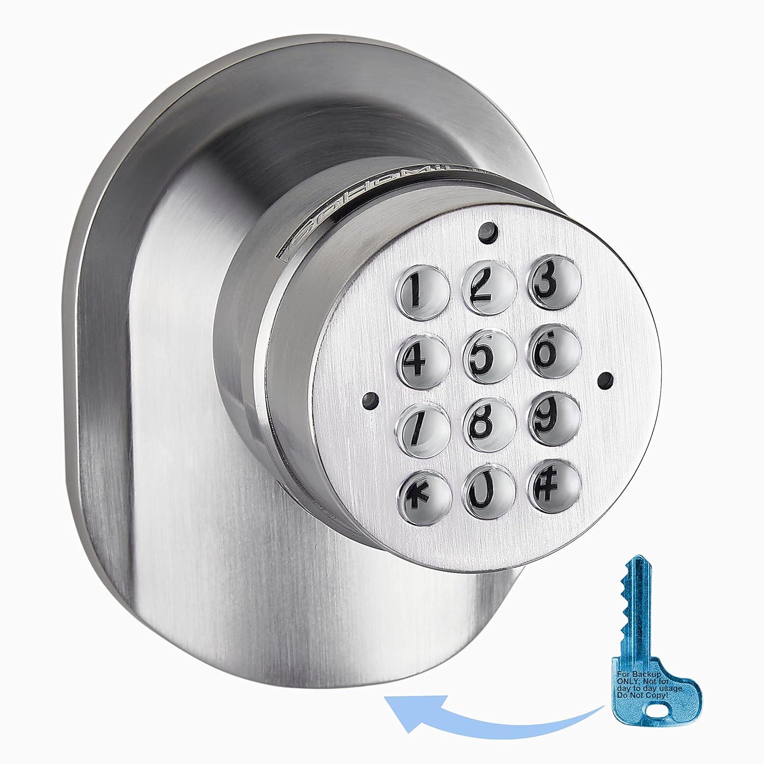 SoHoMiLL® Electronic Keypad Door Knob SoHo Mill® and Lock Set with Backup Mechanical Key (Spring Latch Lock; Not Deadbolt; Not Phone Connected), Single Front keypad YL 99 Upgraded Model-B