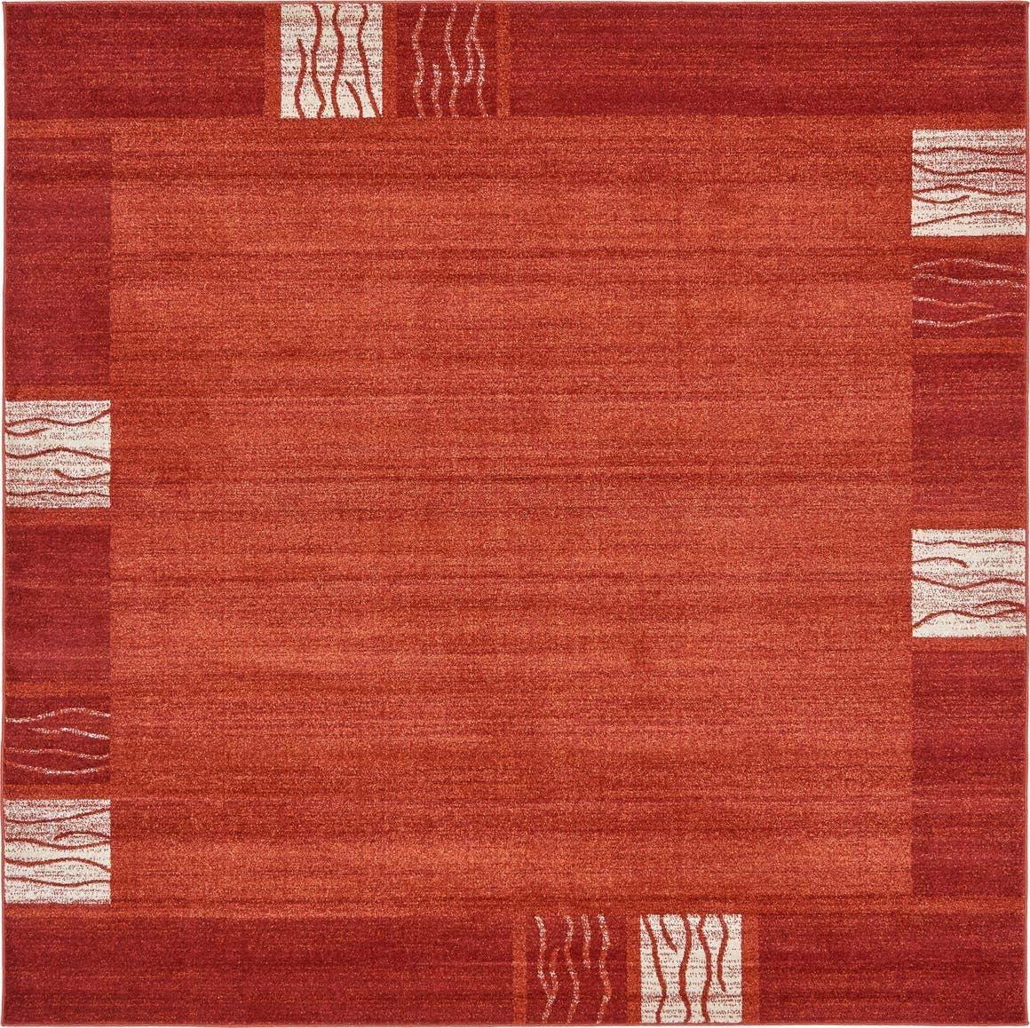 Unique Loom Del Mar Collection Area Rug - Sarah (7' 10" Square Terracotta/Rust Red)