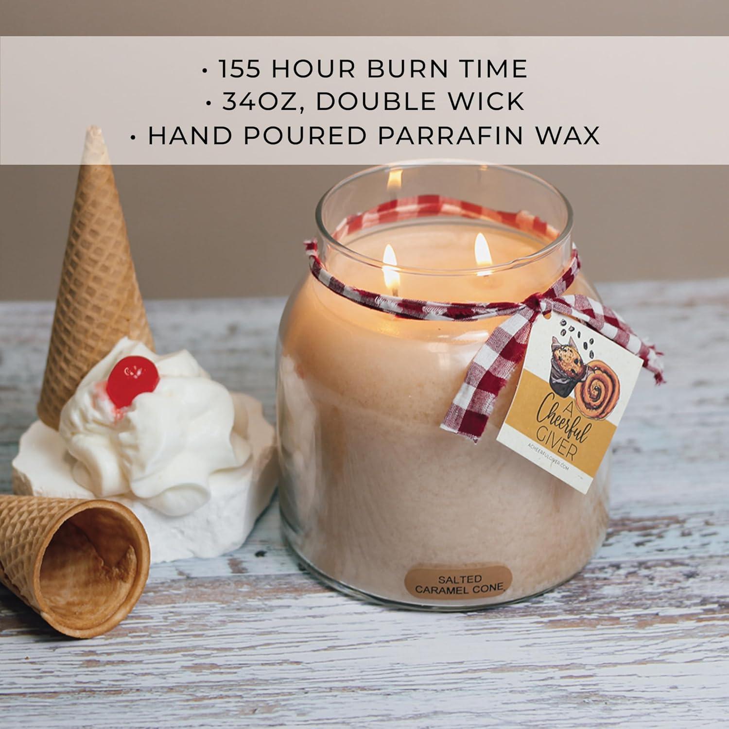 Salted Caramel Cone Scented Jar Candle with Black Lid