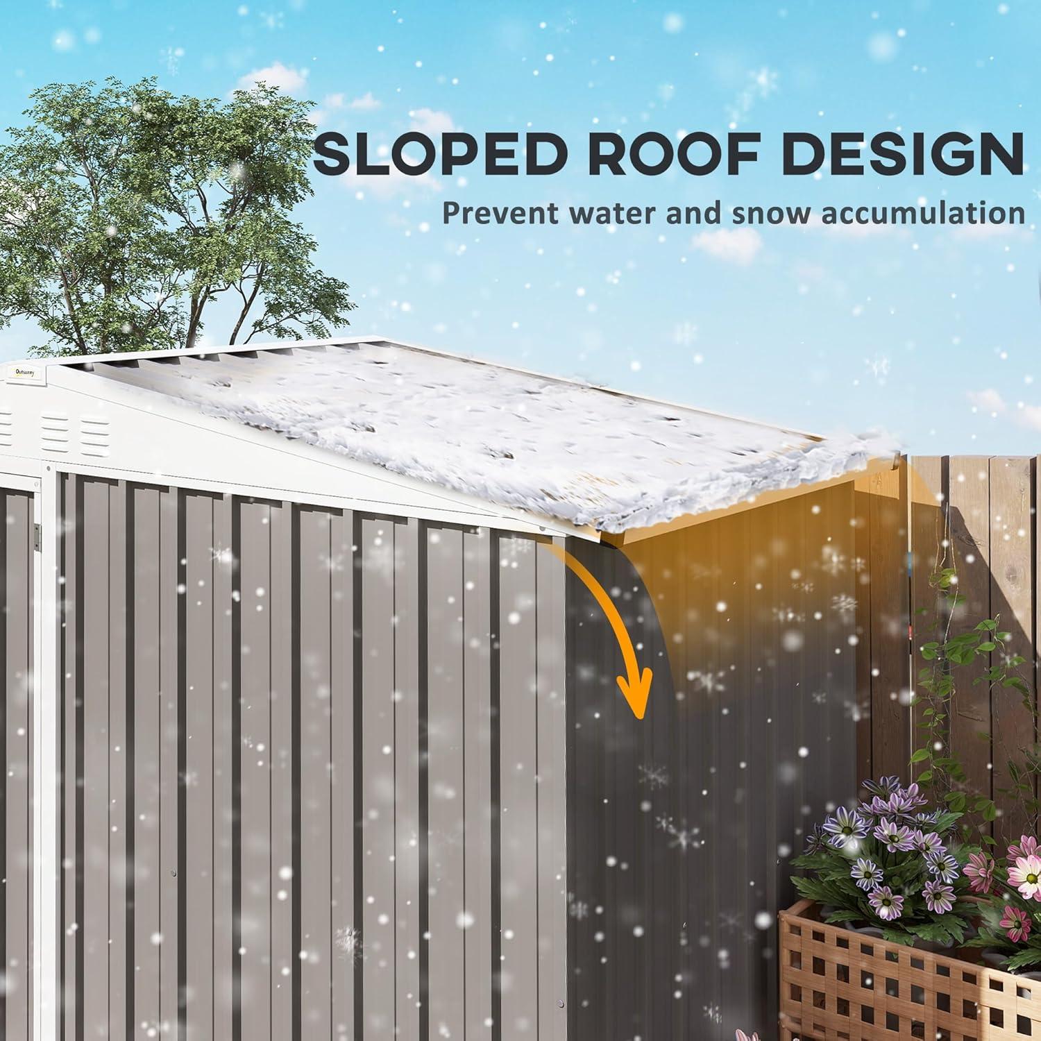 Outsunny 8 x 4ft Outdoor Storage Shed, Metal Garden Shed with 2-Tier Storage Rack, Air Vents and Lockable Door, Tool Shed for Backyard, Patio, Lawn