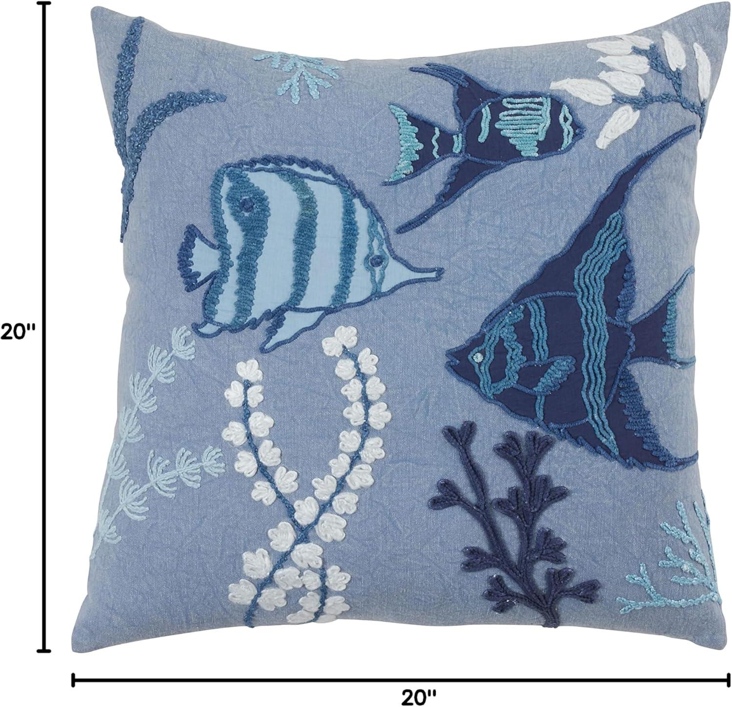 Saro Lifestyle Down-Filled Throw Pillow With Stonewashed Fish Design
