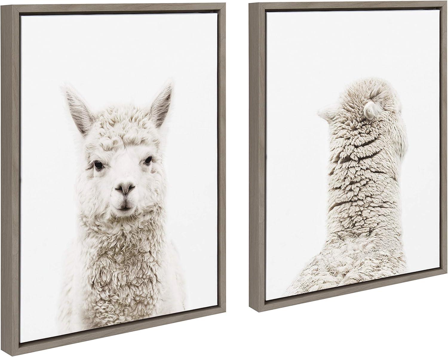 (Set of 2) 18" x 24" Sylvie Alpaca Back Framed Canvas Art by Amy Peterson - Kate & Laurel All Things Decor