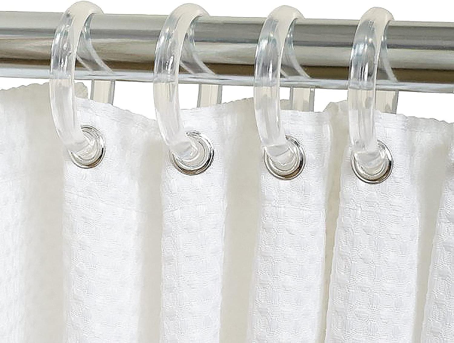 Solid Plastic Shower Curtain Hooks Rings (Set of 12)