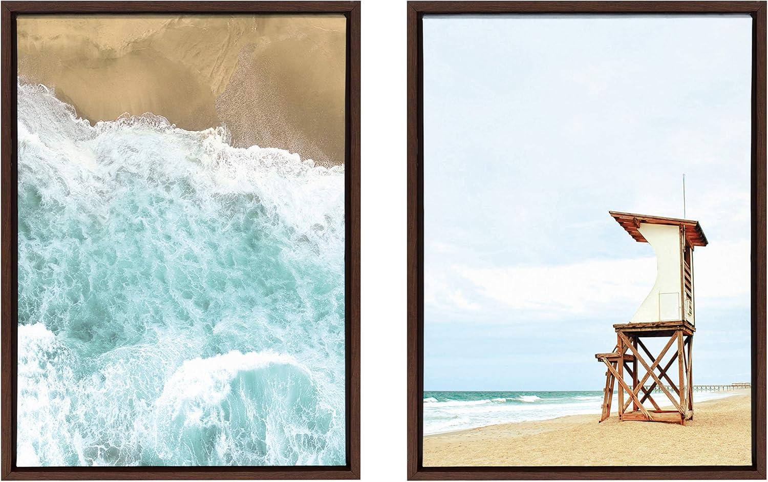 18" x 24" 2pc Sylvie Ocean Beach Framed Canvas Set by the Creative Bunch Studio Brown - Kate & Laurel All Things Decor