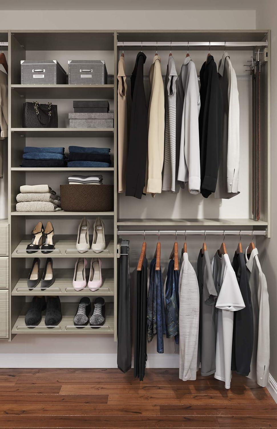 Weathered Gray Dual Tower Closet Organizer with Drawers