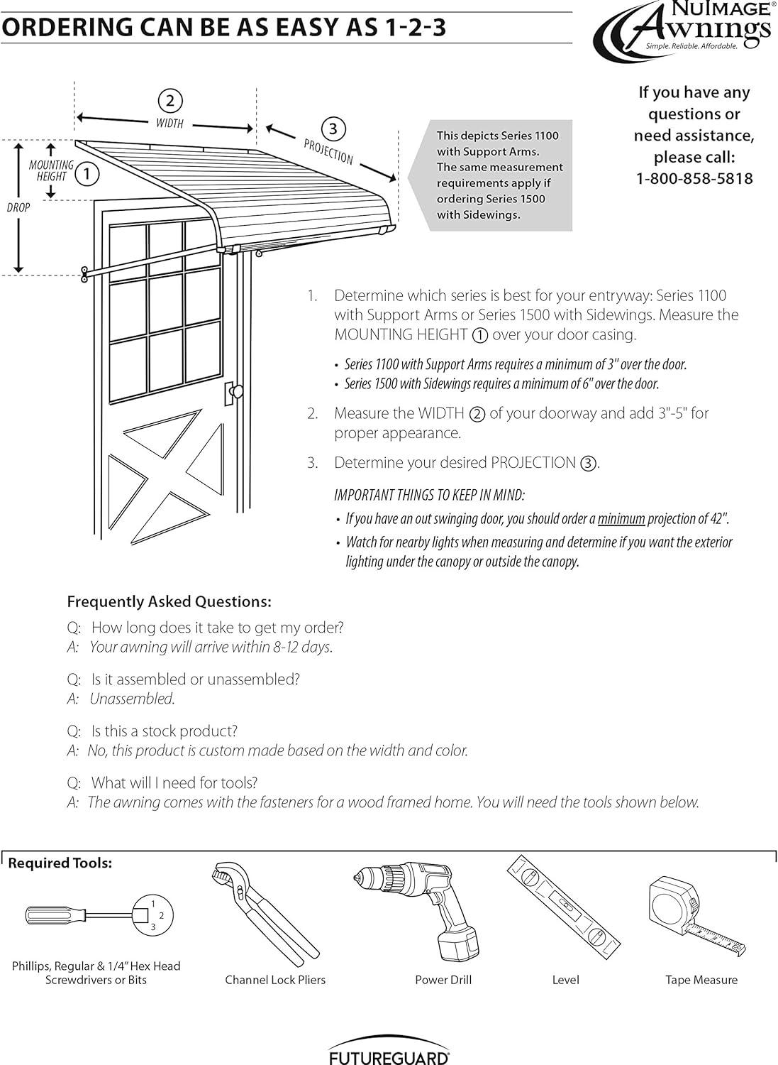 4 ft. 1500 Series Door Canopy Aluminum Fixed Awning (12 in. H x 42 in. D) in Black