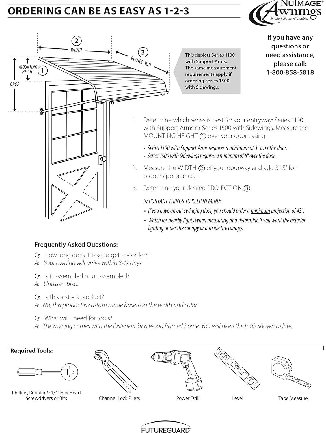 4 ft. 1500 Series Door Canopy Aluminum Fixed Awning (12 in. H x 42 in. D) in Black