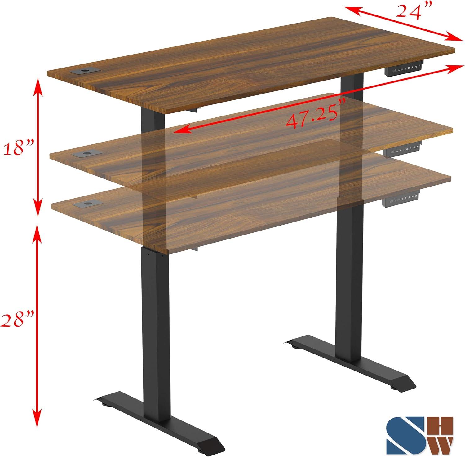 Walnut Adjustable Height Standing Desk with Black Frame