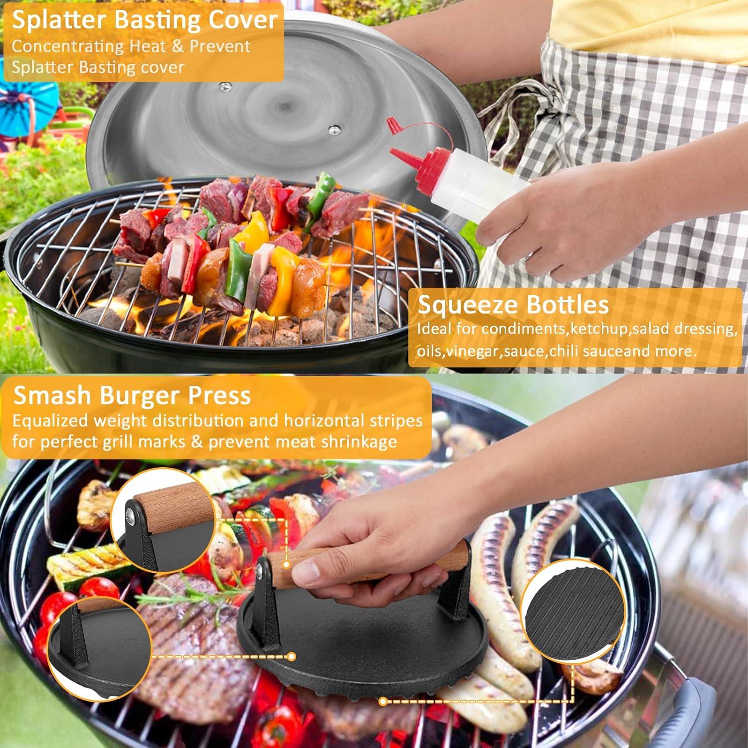 Griddle Accessories Kit, 29 Pcs Griddle Grill Tools Set for Blackstone and Camp Chef, Professional Grill BBQ Spatula Set with Basting Cover, Spatula, Scraper, Bottle, Egg Ring