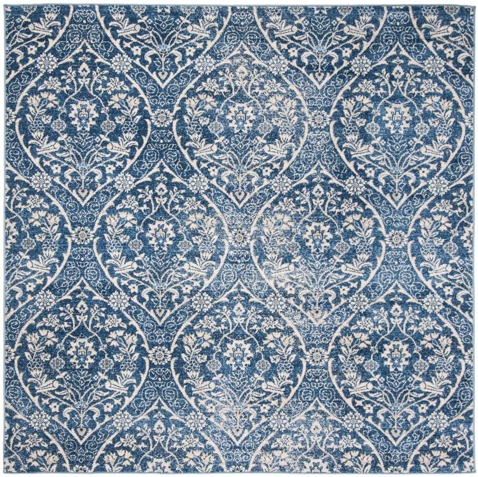 Brentwood BNT860 Power Loomed Area Rug - Navy/Light Grey - 5'x5' - Safavieh.