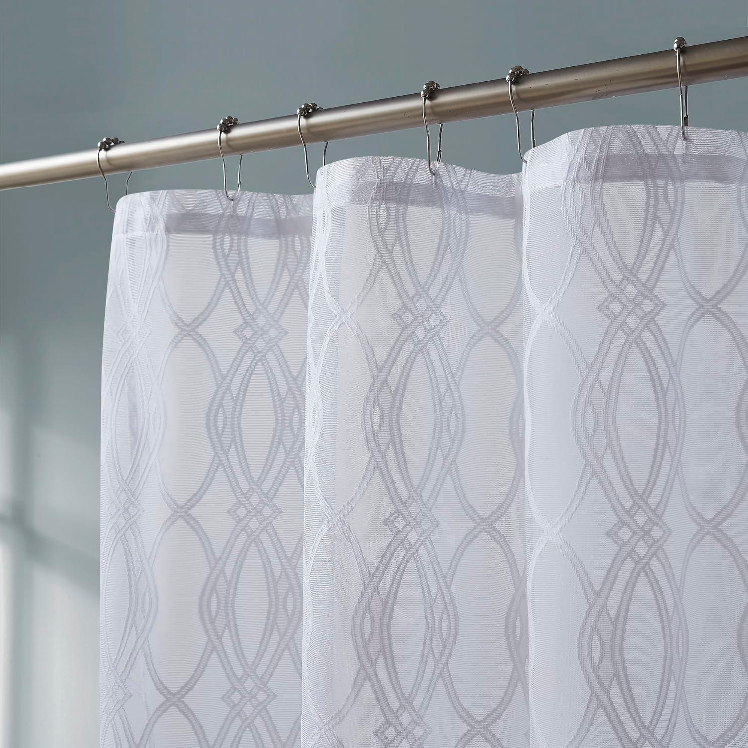 LinenZone Minimalist Shower Curtain Gold Color for Beautiful Bathroom Decor Aesthetic or Modern Bathroom Decor. 72 Inch Geometric Shower Curtain for Minimalist Decor. (Giselle Shower 72 x 72 Linen)