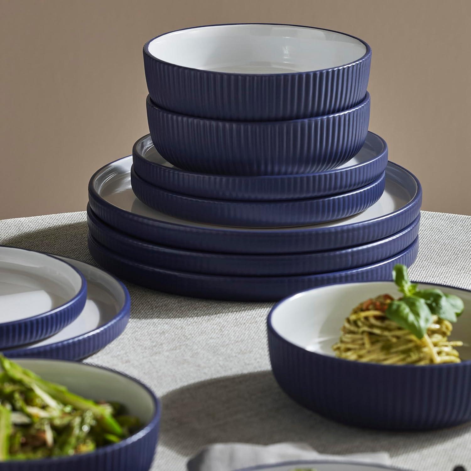 Christian Siriano Laro 12-Piece Dinnerware Set Stoneware, Service for 4, Black