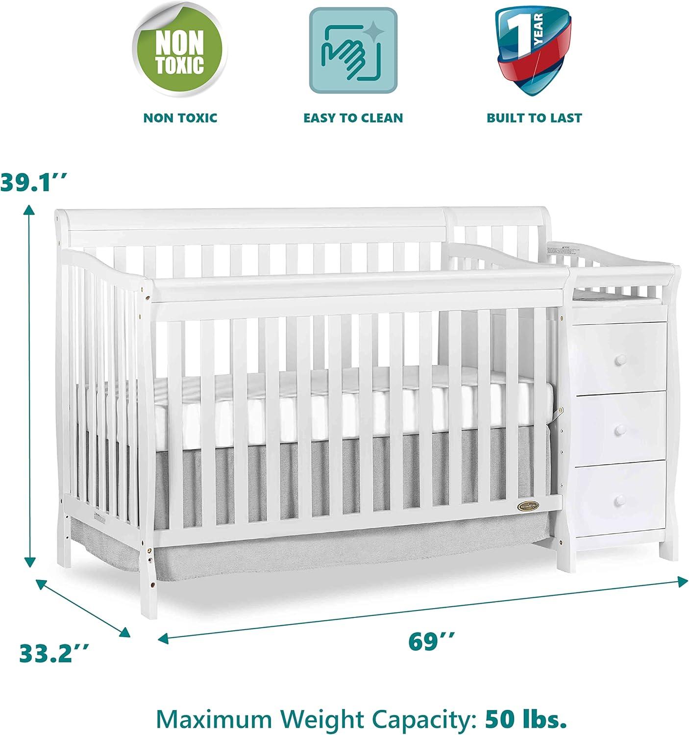 Dream On Me 5 in 1 Brody Convertible Crib With Changer in White