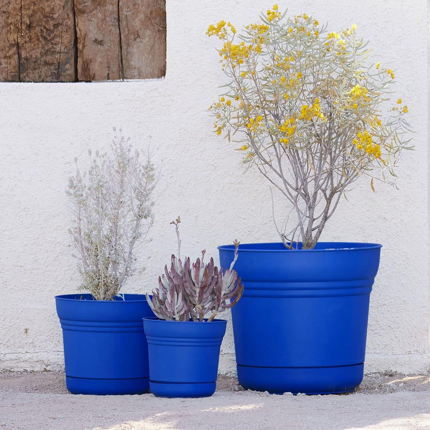 Classic Blue Saturn 12" Round Indoor/Outdoor Planter