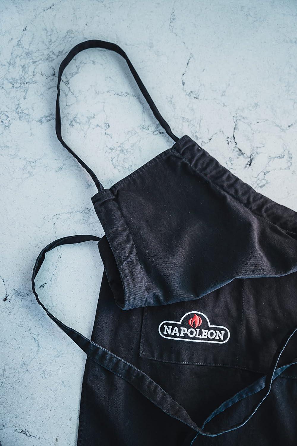 Black Cotton Grilling Apron with Deep Pocket